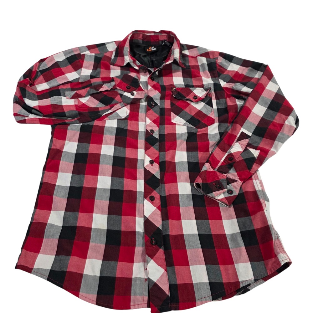 Amplify Button‎ Up Shirt Mens Red Black M Plaid Long Sleeve Pocket Western Top